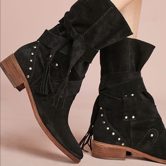 NWT See By Chloe black suede studded black boots